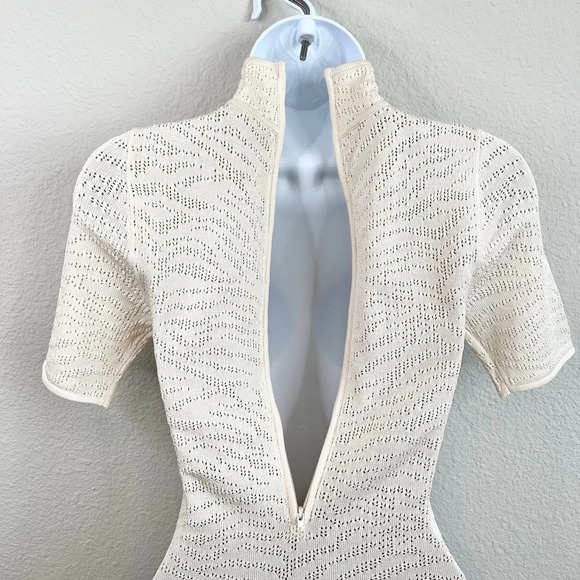 RONNY Kobo Cream Bodycon Knit Mini Dress Mock Neck Women's XS Party Cocktail - Picture 7 of 10
